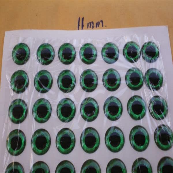 126 PCS. 3D 11MM GREEN HOLOGRAPHIC FISHING LURE EYES/FLY TYING JIGS/CRAFT DESIGN for Toothy Critters, Rigging Baits and Lures for Saltwater & Freshwater.