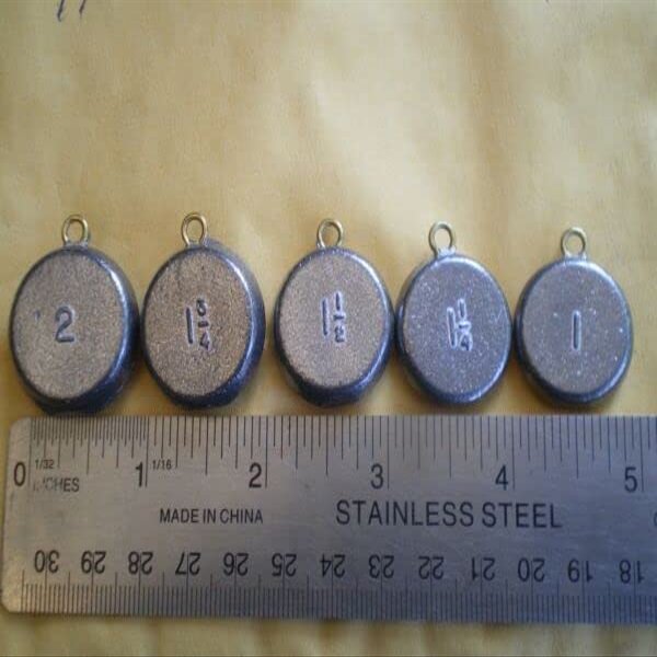 15 PCS. Flat Round Coin Fishing Sinker 1, 1-1/4, 1-1/2, 1-3/4, 2 OZ. 3 EA. Size for Toothy Critters, Rigging Baits and Lures for Saltwater & Freshwater.