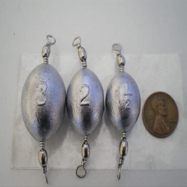 15 PCS. #5 Nickel Swivel Egg SINKERS 3, 2, 1-1/2 OZ. 5 EA. G/Quality Striper for Toothy Critters, Rigging Baits and Lures for Saltwater & Freshwater.