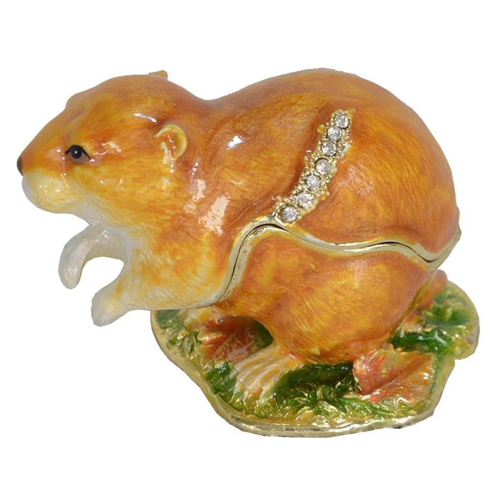 LiuliuBull Lemming-Metal Jewel Box, Animal Figurine, Collectible Gift