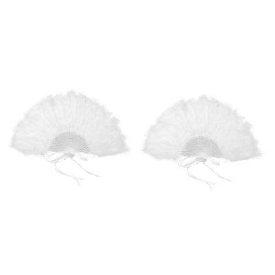 ABOOFAN 2pcs Wedding Plume Handheld Fan for Women Unique Stage Performance Fan Elegant Bridal Accessory for Wedding Decorations Festivals and Photography Props