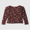GAP Baby Girls Long Sleeve Rib Tee Burgundy Floral 6-12M view 2