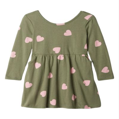 GAP Baby Girls Long Sleeve Knit Dress Hearts 6-12M