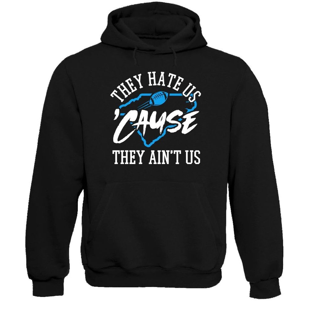 Xtreme Apparrel Carolina - They Hate Us 'Cause They Ain't Us Men's Hoodie Sweatshirt for Football Fans (Black Hoodie, 3XL)