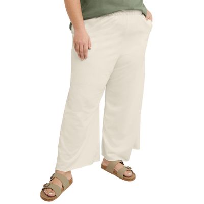 Hanes Women's Originals Plus Size Cropped Wide Leg Pants, French Terry Crop Sweatpants, 25"