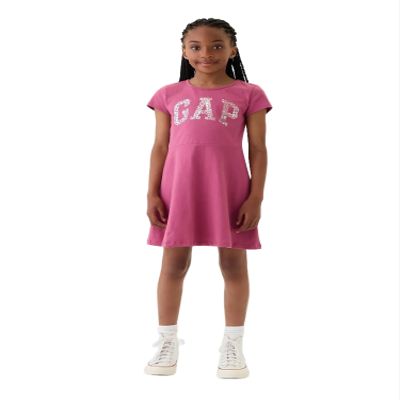 GAP Girls Short Sleeve Logo Dress Red Violet XL