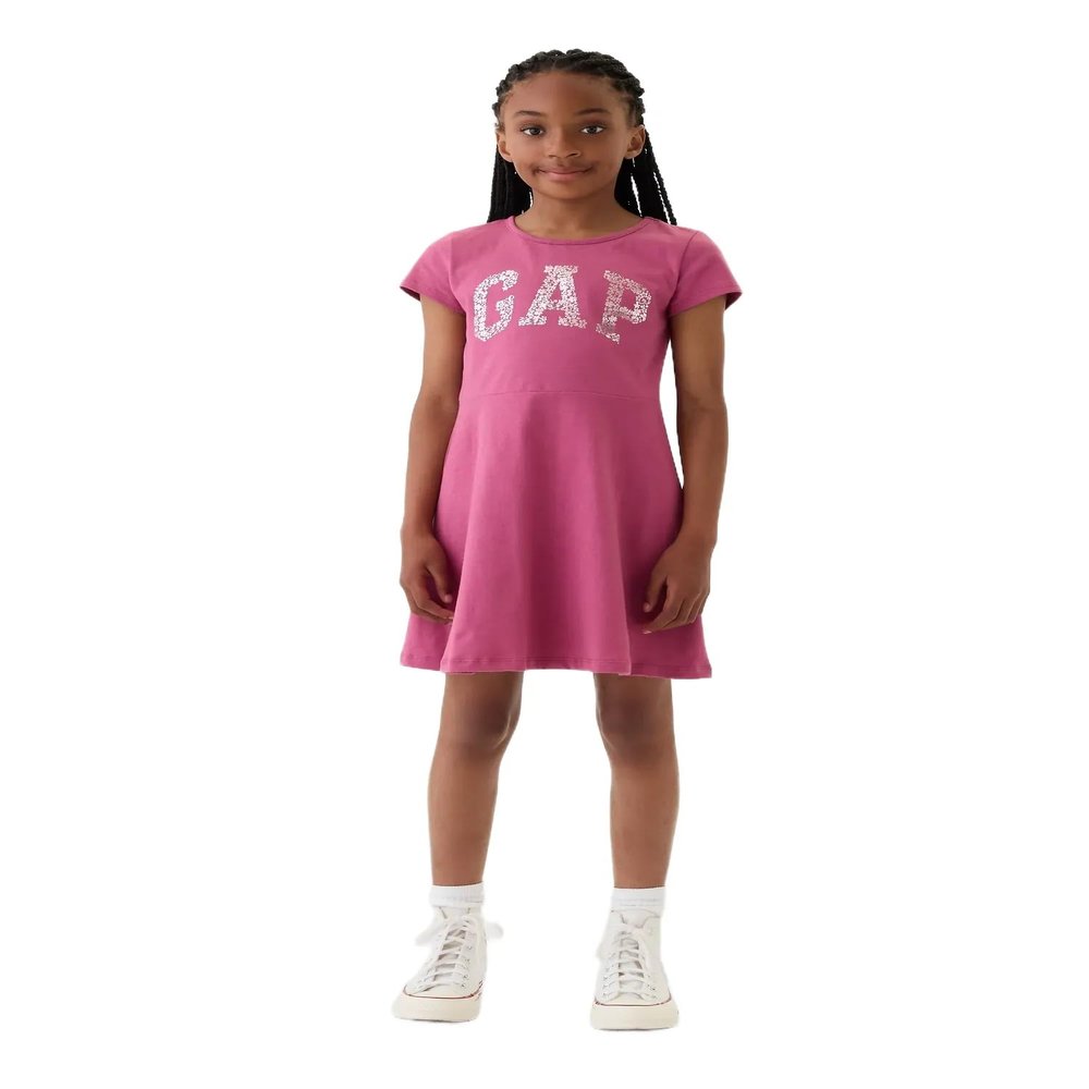 GAP Girls Short Sleeve Logo Dress Red Violet XL