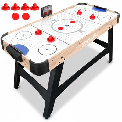 SereneLife 58" Air Hockey Game Table, w/ Built-in Score Tracker & Puck Dispenser, Digital LED Scoreboard & Accessories