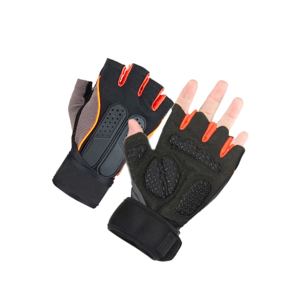 BESPORTBLE 1pair Outdoor Half Finger Training Gloves Wrist Support for Weightlifting and Strength Training Palm Design Breathable Material Orange