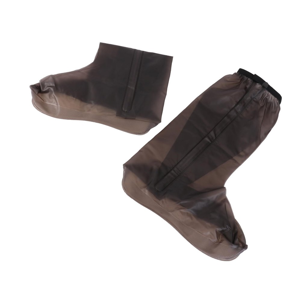 Happyyami 1pair PVC Rain Shoe Thicken Non- Overshoes for Adults High Tube Design Easy to Clean Portable for Cycling and Outdoor Use Coffee