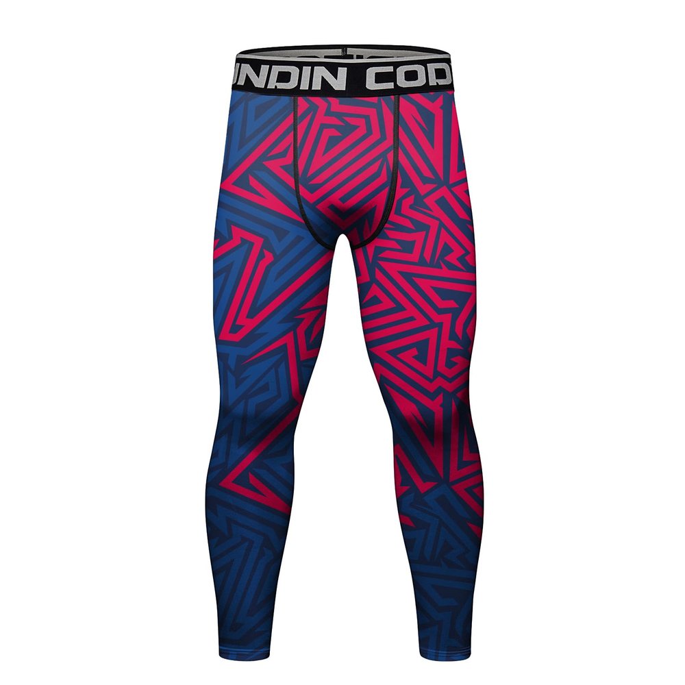 Red Plume Men's Compression Elastic Tight Leggings Sport Lightning Printing Pants