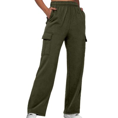 Womens Sweatpants Cargo Pants Baggy High Waisted Fashion Y2K Teen Girls Streetwear Parachute Cinch Bottom Jogger Pants Army Green