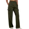 Womens Sweatpants Cargo Pants Baggy High Waisted Fashion Y2K Teen Girls Streetwear Parachute Cinch Bottom Jogger Pants Army Green view 2