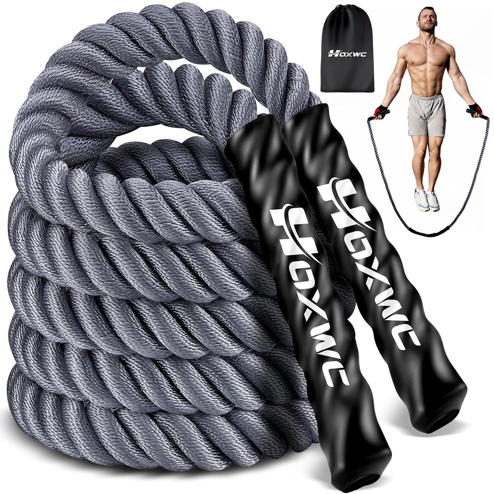 HOXWC Jump Rope, 4LB Heavy Skipping Rope for Exercise, Workout Jumping Rope for Women & Men, Skipping Thick Ropes For Gym Training, Home Workout, Aerobic Exercise