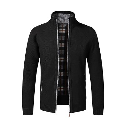 amaon Essentials Men's Full Zip Cardigan Sweater Warm Flannel Lined Sweatshirt Coat Slim Fit Cable Knitted Sweater Jakcet with Pockets
