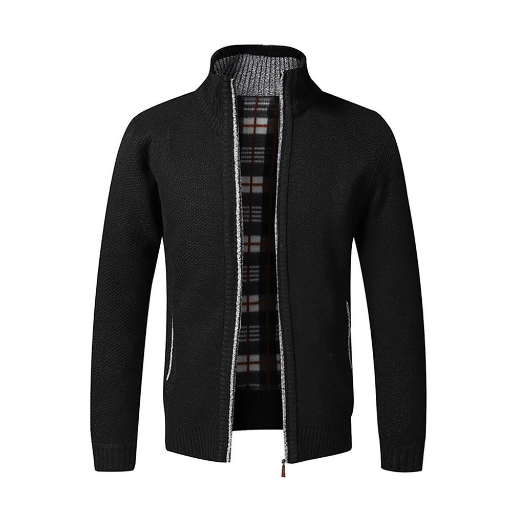 amaon Essentials Men's Full Zip Cardigan Sweater Warm Flannel Lined Sweatshirt Coat Slim Fit Cable Knitted Sweater Jakcet with Pockets