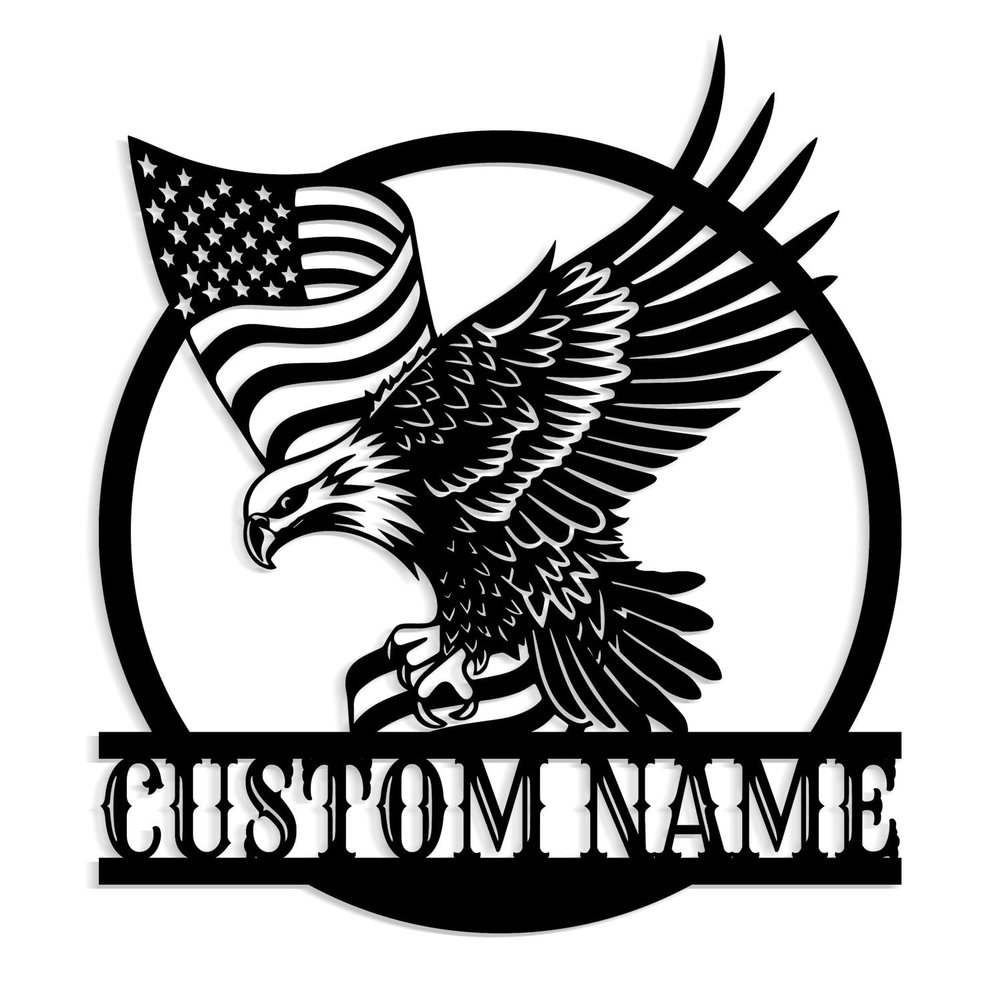 LohxA Custom Eagle Signs, Personalized, Metal Signs, Home Decor Signs, Metal Wall Art, Wildlife Metal Home Decor, Personalized Holiday Gifts (Style-2)