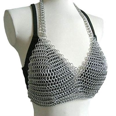 Handmade chainmail bra Aluminum butted chainmail Anodized chainmail bra Unique armor bra Medieval lingerie Fantasy cosplay bra Handcrafted aluminum bra