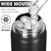 24 oz Insulated Water Bottle with Straw, Stainless Steel Double Wall Vacuum bottle Lid Leak Proof, Wide Mouth Lid, Keep Cold and Hot view 3