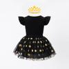 LYSMuch Girls Birthday Outfit Birthday Girls Shirt Princess Tutu Tulle Skirt Headband (Princess Black,18-24Months) view 2