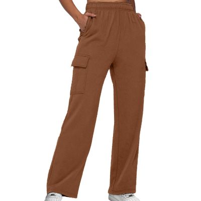 Womens Sweatpants Cargo Pants Baggy High Waisted Fashion Y2K Teen Girls Streetwear Parachute Cinch Bottom Jogger Pants Coffee