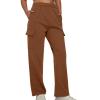 Womens Sweatpants Cargo Pants Baggy High Waisted Fashion Y2K Teen Girls Streetwear Parachute Cinch Bottom Jogger Pants Coffee view 2