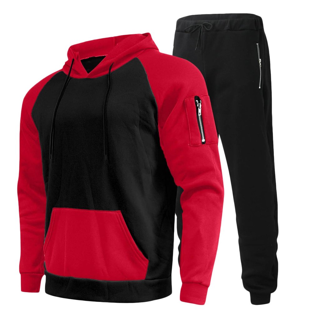 Uillui Mens Tracksuit Athletic 2 Piece Outfits Casual Contrast Jogger Set Activewear Hoodie Sweatpant Workout Sweatsuit Sets