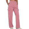 Womens Sweatpants Cargo Pants Baggy High Waisted Fashion Y2K Teen Girls Streetwear Parachute Cinch Bottom Jogger Pants Pink view 2
