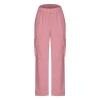 Womens Sweatpants Cargo Pants Baggy High Waisted Fashion Y2K Teen Girls Streetwear Parachute Cinch Bottom Jogger Pants Pink view 4