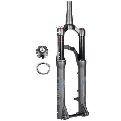 FukkeR Mountain Bike Air Suspension Fork 20 24 Inch Mountain Bike Cycles Front Forks Tapered Manual Control 1-1/2'' Travel 120mm Thru Axle 10015mm Disc Brake XC AM DH (Color : Black, Size : 24inch)
