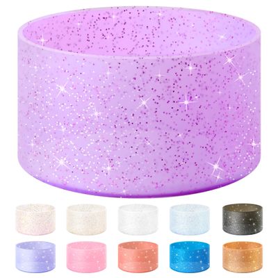 Vmini Protective Glitter Silicone Boot, Compatible with Stanley Tumbler 20-40oz & Hydro Flask Water Bottle 12-24oz and More Bottles/Tumblers with 2.8-2.95in Bottom, Bling Anti-Slip Sleeve Cover