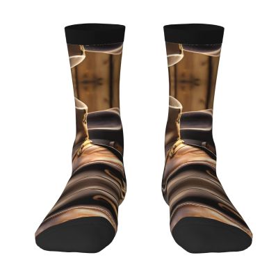 berbo GaxfjRu Cowboy Hat and Boots Cotton Socks for Men - Women - Tall, Comfort and Durability for Daily Use and Athletics