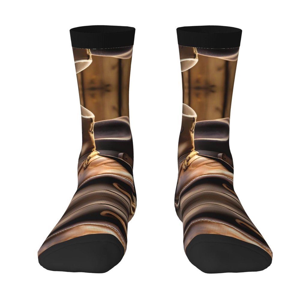 berbo GaxfjRu Cowboy Hat and Boots Cotton Socks for Men - Women - Tall, Comfort and Durability for Daily Use and Athletics