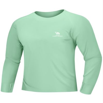 Mens Sun Protection Shirts UV SPF UPF 50+ Long Sleeve Rash Guard Fishing Running Swim Top Shirt Quick-Dry Lightweight Green