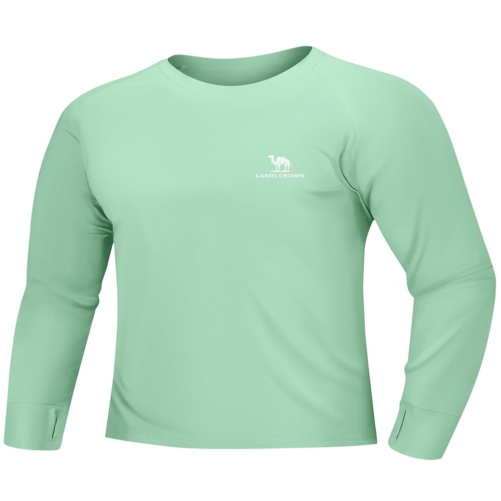 Mens Sun Protection Shirts UV SPF UPF 50+ Long Sleeve Rash Guard Fishing Running Swim Top Shirt Quick-Dry Lightweight Green