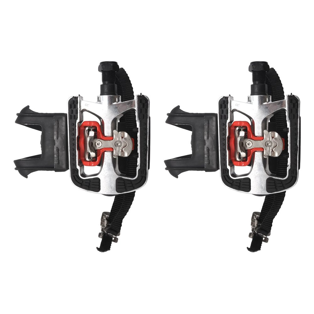 ALOEU SPD Pedals for Spin Bike with Toe Cages for Clip Pedals Indoor Exercise Cycling Platform Pedals 9/16 inch, Black