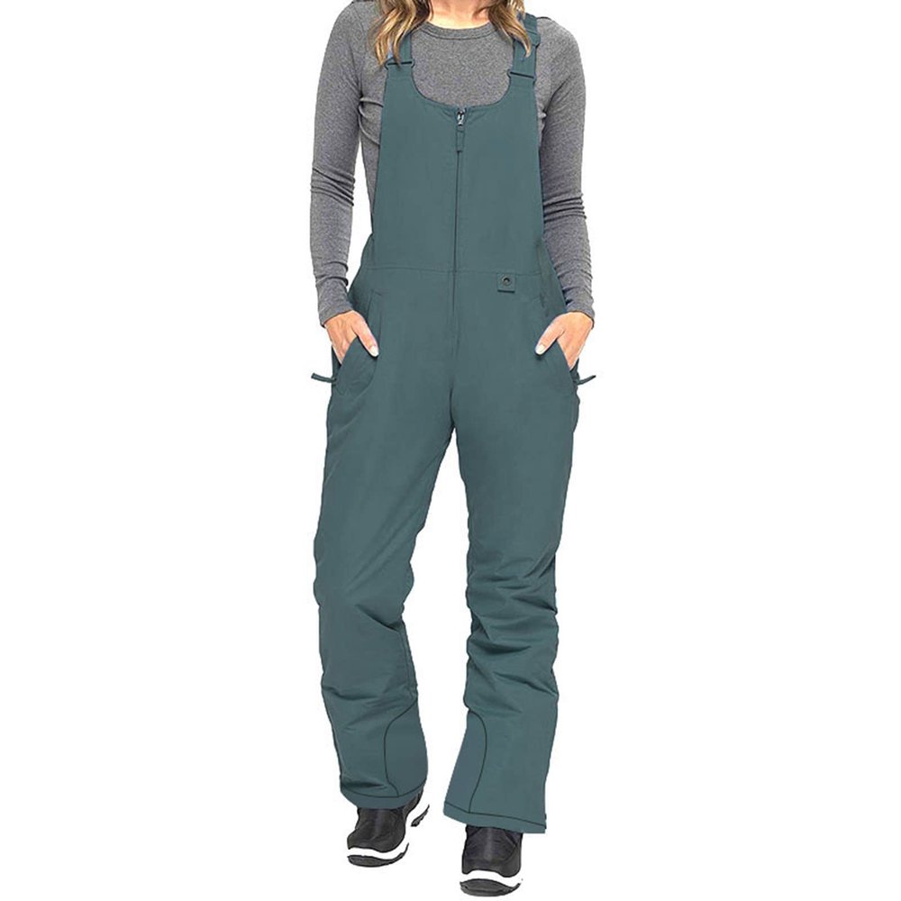 Pivanzore Women Ski Bib Pants Snow Overalls Sleeveless Snowboard Waterproof Windproof Insulated Winter Warm Fleece Jumpsuit (Grey, XXXXL)