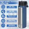 ERTOOE 24 oz Insulated Water Bottle with Straw, Stainless Steel Double Wall Vacuum bottle Lid Leak Proof, Wide Mouth Lid, Keep Cold and Hot view 4