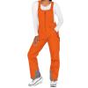 Pivanzore Women Ski Bib Pants Snow Overalls Sleeveless Snowboard Waterproof Windproof Insulated Winter Warm Fleece Jumpsuit (Orange, XXXXL) view 2