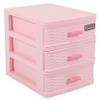 ALOEU Plastic Drawer Designed 3 Compartment Jewelry Storage Box Pink view 1