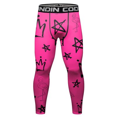 Red Plume Men's Compression Elastic Tight Leggings Sport Lightning Printing Pants