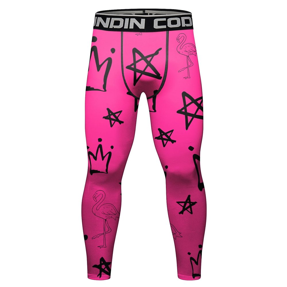 Red Plume Men's Compression Elastic Tight Leggings Sport Lightning Printing Pants