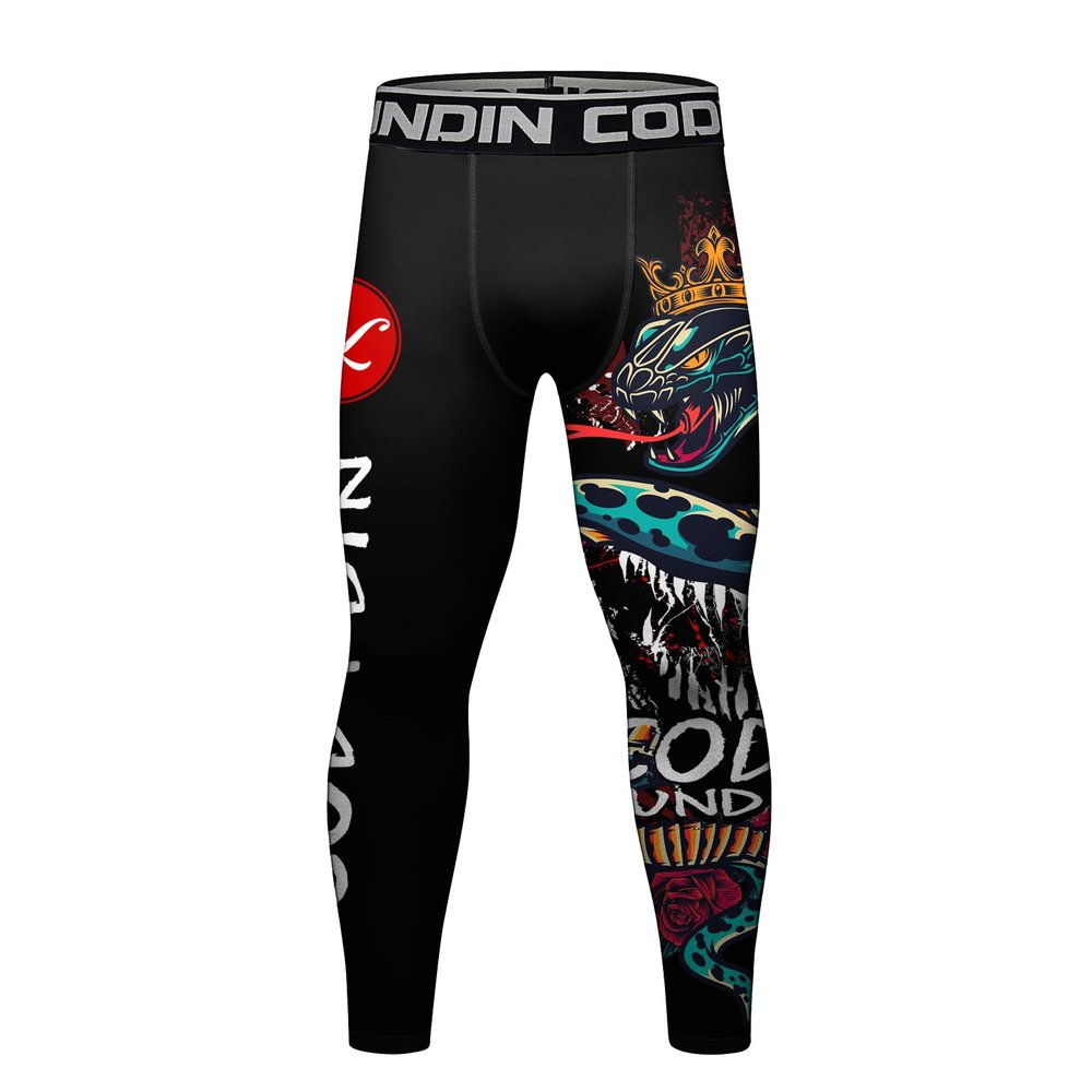 Red Plume Men's Compression Elastic Tight Leggings Sport Lightning Printing Pants
