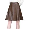 chouyatou Women's High Waisted Faux Leather Pleated Skirt A Line Knee Length Business Casual Midi Skirt (Medium, Coffee) view 1