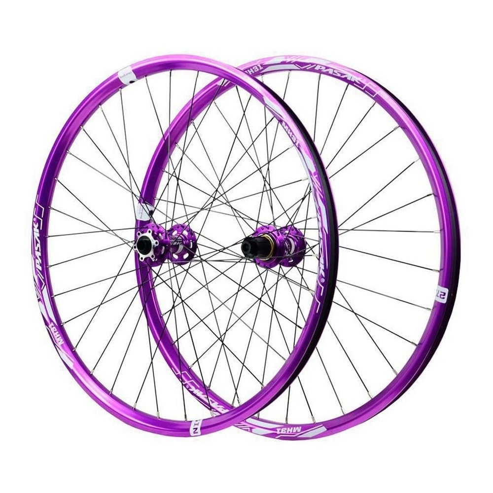 LSRRYD 26 27.5 29 Inch Wheel Set Disc Brake Mountain Bike Thru Axle Wheelset Bearing Hubs 8 9 10 11 12 Speed Cassette Mountain Bicycles Front Rear Rims (Color : Purple, Size : 27.5inch)