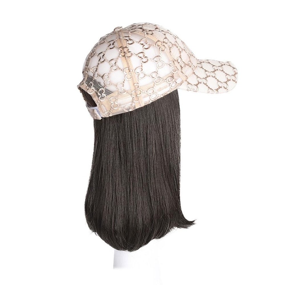EERINESS Wig With Bangs Hat Wig Women's Hat Wig, Fashionable Baseball Cap, Brown And Black Wig Hat, Suitable For Daily Theme Parties And Outdoor Leisure Hat with Hair Attached for Women (Color : 01)