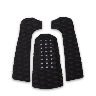 3Pcs Surfboard Deck Traction Pads - Surfing Surfboard Anti Slip Traction Pad Tailpad Deck Pads for Fits Surfboards, Skimboard, Longboard(black)