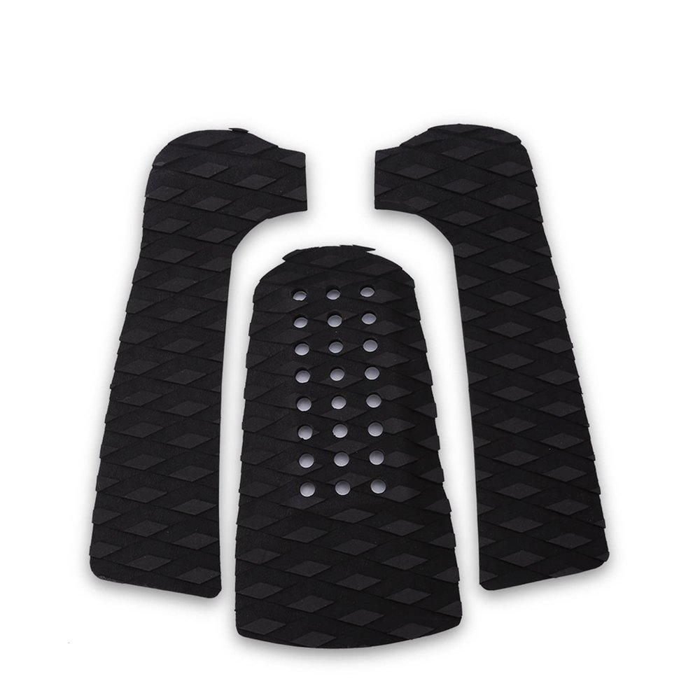 3Pcs Surfboard Deck Traction Pads - Surfing Surfboard Anti Slip Traction Pad Tailpad Deck Pads for Fits Surfboards, Skimboard, Longboard(black)