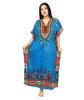 African Women's 100% Polyester Long Maxi Dress Kaftan Gown Top Night Dress | One Size - Teal view 2