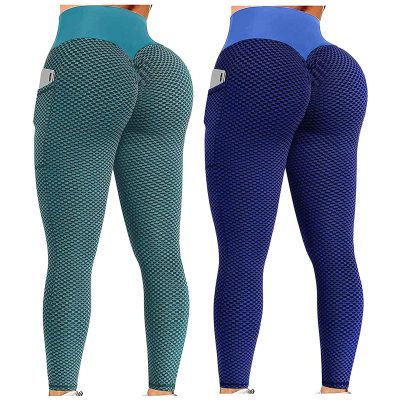 2PCS Leggings for Women High Waist Pack Women Seamless Leggings High Waist Workout Gym Yoga Pants Tummy Control Scrunch Butt Lifting Booty Compression Tights Y-Blue